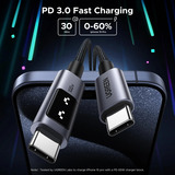 UGREEN Uno USB-C auf USB-C Kabel (100W) schwarz/grau, 1 Meter, PD 100 Watt, mit Display