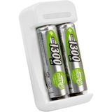 Ansmann Basic II + 2x AA 1300mAh, Ladegerät inkl. 2x AA 1300mAh Akkus mit 1300 mAh
