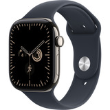 Apple Watch Series 12, Smartwatch Titan Natur, 46 mm, Sportarmband Navyblau, M/L, Cellular
