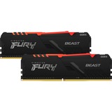 Kingston FURY DIMM 64 GB DDR4-3600 Kit, Arbeitsspeicher schwarz, KF436C18BBAK2/64, Beast RGB, XMP