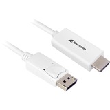 Sharkoon Adapterkabel Displayport 1.2 > HDMI 4K weiß, 1 Meter