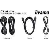 iiyama ProLite T2752MSC-B1AG, LED-Monitor 68.6 cm (27 Zoll), schwarz (matt), FullHD, IPS, HDMI, DP, USB-Hub, 100Hz Panel