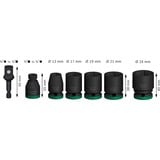 Bosch Professional PRO Impact Steckschlüsseleinsatz-Set 1/2", 7-teilig schwarz, Standard