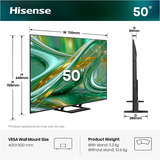Hisense ULED 50E8S MiniLED, QLED-Fernseher 126 cm (50 Zoll), schwarz/dunkelgrau, UltraHD/4K, Triple Tuner, Subwoofer, 144Hz Panel