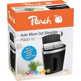 Peach Auto Micro Cut Schredder PS600-10, Aktenvernichter schwarz/silber