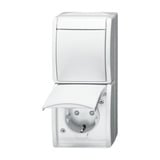 Busch-Jaeger Kombination Schutzkontaktsteckdose mit Wechselschalter und Wippe weiß (matt), Retail