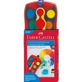 Faber-Castell Connector Deckfarbkasten rot, 12 Farben plus Deckweiß
