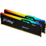 Kingston FURY DIMM 16 GB DDR5-5600 (2x 8 GB) Dual-Kit, Arbeitsspeicher schwarz, KF556C36BBEAK2-16, FURY Beast RGB, AMD EXPO