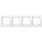 Merten M-PLAN Rahmen vierfach für Senkrecht- und Waagerechtmontage, glänzend, antibakteriell weiß (glänzend), Retail