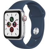 Apple Watch SE, Smartwatch silber/dunkelblau, 40mm, Sportarmband, Aluminium-Gehäuse, LTE