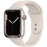 Apple Watch Series 7, Smartwatch silber/beige, 45 mm, Sportarmband, Aluminium-Gehäuse, LTE