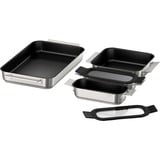 Bosch Home Pro Induction Flex Pfannen-Set HEZ9FF040, 4-teilig edelstahl/schwarz, 1x groß, 1x medium, 2x klein mit Glasdeckel
