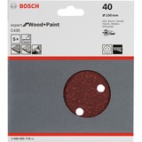 Bosch Schleifblatt C430 Expert for Wood and Paint, Ø 150mm, K40 5 Stück, für Exzenterschleifer