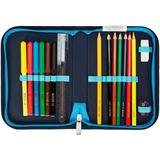 Herlitz SoftLight Plus Space Boy, Schulranzen dunkelblau/hellblau, inkl. befülltem 16 tlg. Schüleretui, Faulenzermäppchen, Sportbeutel
