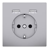 Merten Schutzkontakt Steckdose mit USB Ladegerät edelstahl, Retail