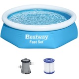 Bestway Fast Set Aufstellpool-Set, Ø 244cm x 61cm, Schwimmbad blau/hellblau, mit Filterpumpe