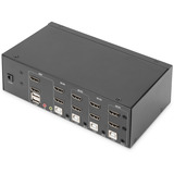 Digitus KVM-Switch HDMI 4x 1  schwarz, Dual Display