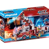 PLAYMOBIL 70935 Feuerwehr-Fahrzeug: US Tower Ladder, Konstruktionsspielzeug mehrfarbig, Mit Licht, Sound und funktionierender Wasserkanone