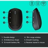 Logitech M171 Wireless, Maus schwarz/grau, 3 Tasten, für Links- und Rechtshänder, kompatibel mit PC/Mac