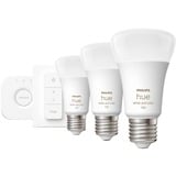 Philips HUE White & Color Ambiance Starter-Kit E27, LED-Lampe drei Lampen, eine Hue-Bridge, ein Dimmschalter, ersetzt 60 Watt