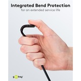 goobay Supersoftes USB 2.0 Textilkabel, USB-A Stecker > USB-C Stecker schwarz, 3 Meter