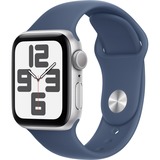 Apple Watch SE, Smartwatch silber, Polarstern, Aluminium, 40 mm, Sportarmband Denim M/L