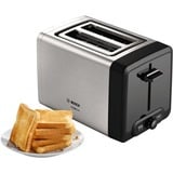 Bosch Kompakt-Toaster DesignLine TAT4P420DE edelstahl/schwarz, 970 Watt, für 2 Scheiben Toast