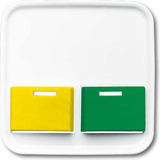 Busch-Jaeger Zentralscheibe als Abdeckung für Abstelltaster mit gelber und grüner Abstelltaste weiß, Retail