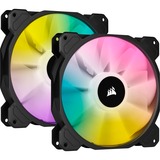 Corsair iCUE SP140 RGB Elite Performance 2er 140x140x25, Gehäuselüfter schwarz, 2er Pack, inkl. iCUE Lighting Node CORE