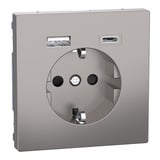 Merten Schutzkontakt Steckdose mit USB Ladegerät, Typ MEG2367-6050, Unterputz, 16 Ampere, 250 Volt nickel, Retail