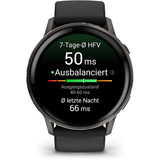 Garmin Venu 4 - 45 mm, Smartwatch schwarz/schiefergrau, Silikon-Armband in grau