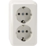 Merten Schutzkontakt-Doppel-Steckdose Aufputz mit Schraubklemmen und Schraubbefestigung weiß (glänzend), Retail