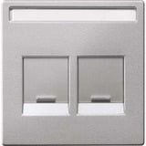 Merten Zentralplatte zweifach mit Beschriftungsfeld für Modular Jack Steckverbinder aluminium, Retail