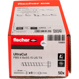 fischer Betonschraube UltraCut FBS II 8x55 5/- Sechskant mit U-Scheibe TX 50 Stück, verzinkt