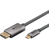 goobay USB Adapterkabel, USB-C Stecker > DisplayPort Stecker, 4K 60Hz schwarz/silber, 1 Meter, Textilkabel