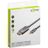 goobay USB Adapterkabel, USB-C Stecker > DisplayPort Stecker, 4K 60Hz schwarz/silber, 1 Meter, Textilkabel