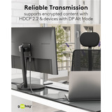 goobay USB Adapterkabel, USB-C Stecker > DisplayPort Stecker, 4K 60Hz schwarz/silber, 1 Meter, Textilkabel