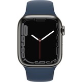 Apple Watch Series 7, Smartwatch graphit/dunkelblau, 41 mm, Sportarmband, Edelstahl-Gehäuse, LTE
