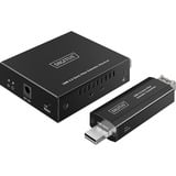Digitus USB 3.2 Gen1 Fiber Extender, 5Gbps, 4 Ports, 300 Meter, USB-Extender schwarz, 3x USB-A, 1x USB-C