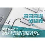 Digitus USB 3.2 Gen 1 Adapter, USB-C Stecker > RJ-45 Buchse grau, 15cm, 10/100/1.000/2.500 Mbps