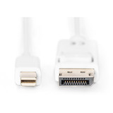 Digitus mini-DisplayPort > DisplayPort Anschlusskabel, Full HD 1080p weiß, 2 Meter
