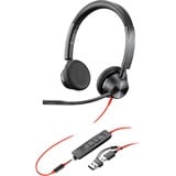 HP Poly Blackwire 3325M USB-C Stereo-Headset + 3,5 mm-Stecker + USB-C/A-Adapter schwarz, für Microsoft Teams zertifiziert