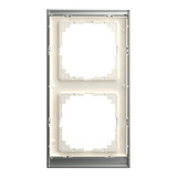 Merten Decor-Rahmen zweifach mit glänzender Oberfläche aus Metall und Thermoplast, Maße 83x154x12 mm edelstahl, Retail