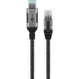 goobay Ethernet-Kabel USB-A 3.2 Gen1 Stecker > RJ-45 Stecker, LAN-Adapter schwarz/silber, 10 Meter, geflochtener Textilmantel