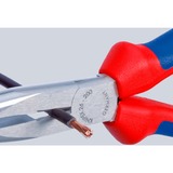 KNIPEX Flachrundzange mit Schneide 26 11 200, Storchschnabelzange, Greifzange rot/blau, gezahnte Greifflächen, Länge 200mm