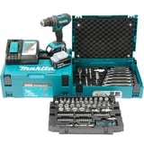 Makita Akku-Schlagbohrschrauber DHP482JX13, 18Volt blau/schwarz, 2x Li-Ion Akku 3,0Ah, MAKPAC, 120-tlg. Werkzeug-Set