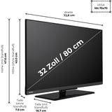 Toshiba  32LV3F63DA, LED-Fernseher 80 cm (32 Zoll), schwarz, FullHD, VIDAA-Betriebssytem