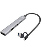 i-tec USB-A/USB-C Metal HUB 1x USB-C 3.1+3x USB 2.0, USB-Hub silber