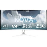Arozzi Nova 34T2K165, Gaming-Monitor 86.4 cm (34 Zoll), weiß, UWQHD, VA, Curved, HDMI, DP, Lautsprecher, 165Hz Panel