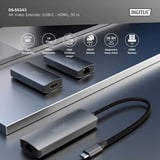 Digitus 4K Video Extender USB-C > HDMI, 30 Meter, HDMI Verlängerung schwarz, Sendeeinheit + Empfängereinheit